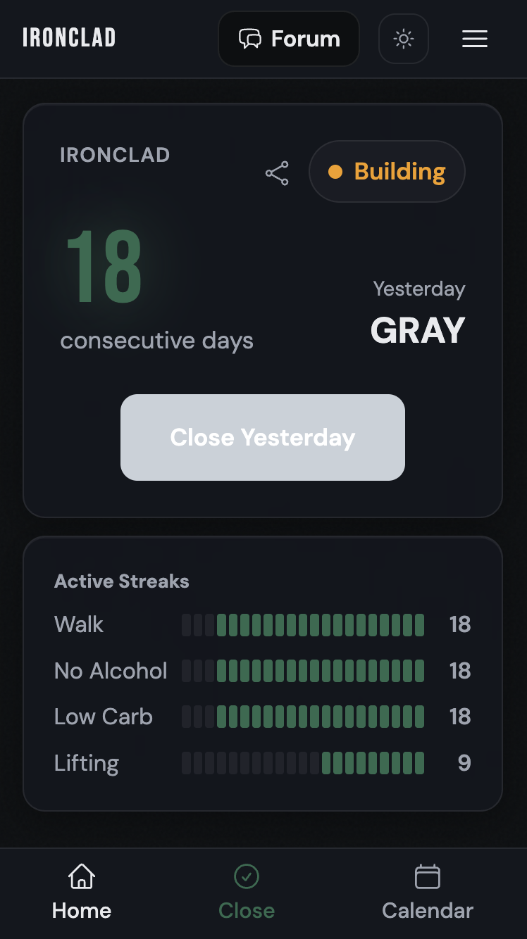 IronClad App - Dark Mode